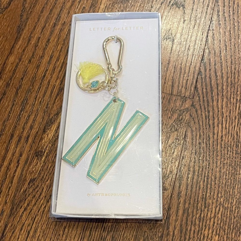 NWT Anthropologie Monogram Keychain Letter N - Picture 3 of 3